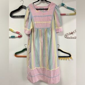 Vintage Saybury Women's Pastel Seersucker House Dress Size 1X